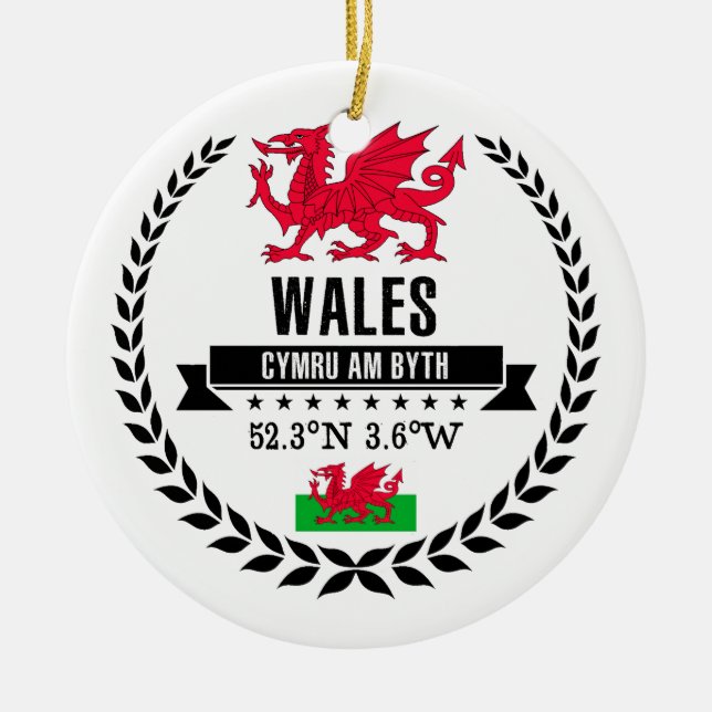 Wales Ceramic Ornament (Front)