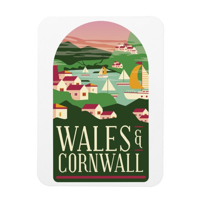 Wales Cornwall Vintage Magnet (Vertical)