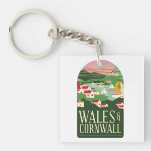 Wales Cornwall Vintage Magnet Key Ring