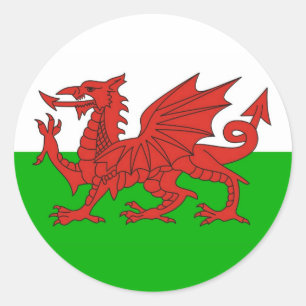 wales country dragon flag welsh british classic round sticker