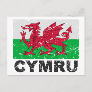 Wales CYMRU Vintage Flag Postcard
