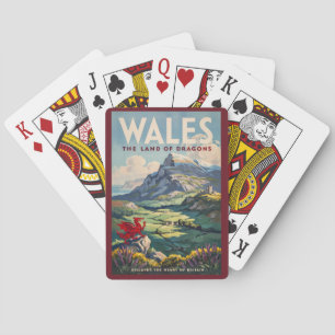 Wales Dragon Illustration Travel Art Vintage Playing Cards