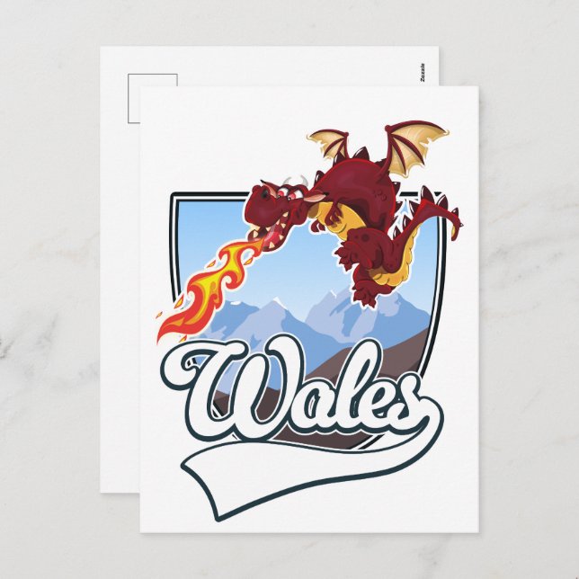 Wales Dragon logo  Holiday Postcard (Front/Back)
