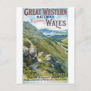 Wales England Railway Vintage Travel Postcard