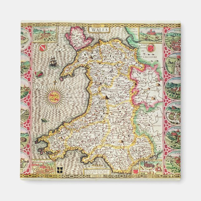 Wales, engraved by Jodocus Hondius Magnet (Front)