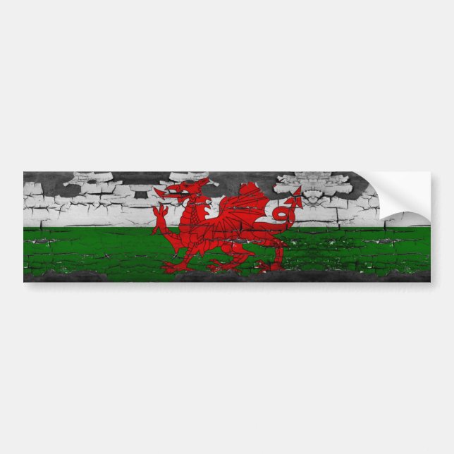 Wales Flag Distressed Bumper Sticker (Front)