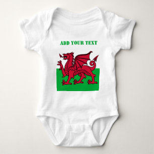 Wales flag Dragon England British Red Cardiff Baby Bodysuit