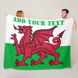 Wales flag Dragon England British Red Cardiff  Fleece Blanket