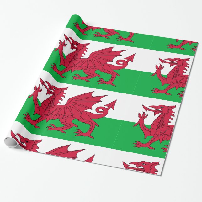Wales flag Green white Wrapping Paper (Unrolled)