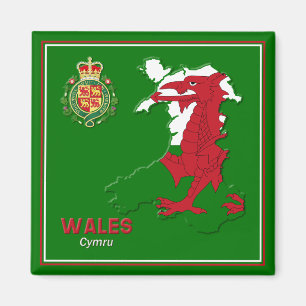 Wales Flag Map & Royal Badge Magnet