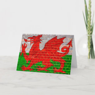 Wales flag on a brick wall card
