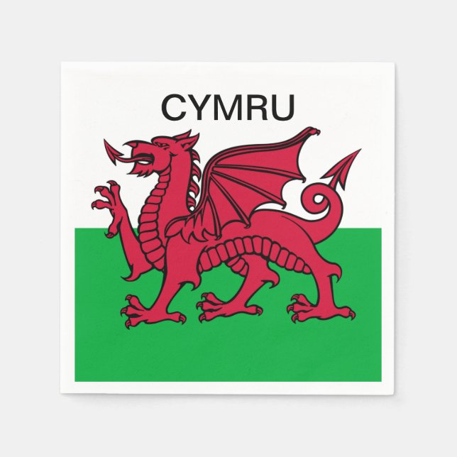 Wales Flag Red dragon Cymru Welsh Party Napkin (Front)