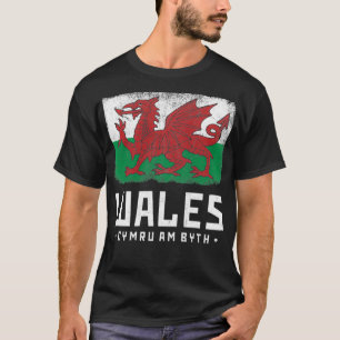 Wales Flag Welsh Dragon Banner Cymru Am Byth Welsh T-Shirt