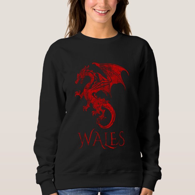 Wales flag Welsh dragon pride red Wales rugby foot Sweatshirt (Front)