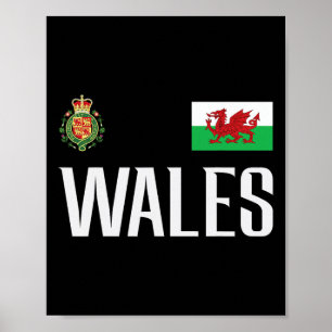 Wales Flag Welsh Footll Soccer Fan Men Women Kids Poster