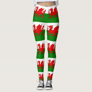 Wales flag Welsh red dragon Leggings