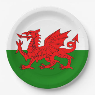 Wales flag Welsh red dragon Paper Plate