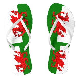Wales flag Welsh red dragon Thongs