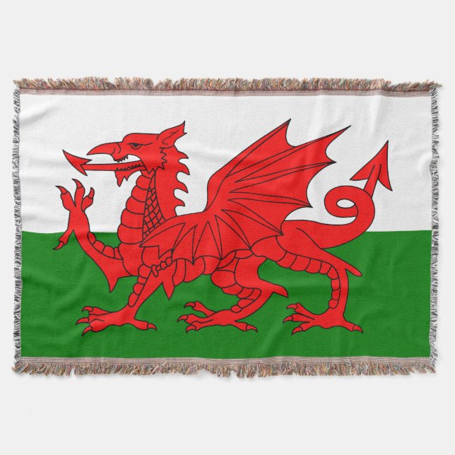  Wales flag Welsh red dragon Throw Blanket (Front)