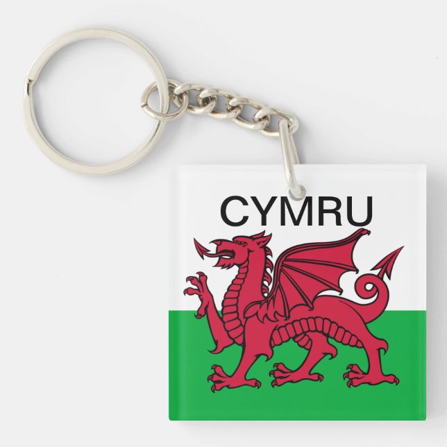 Wales Flag World Cup 2022 Red dragon Cymru Key Ring (Front)