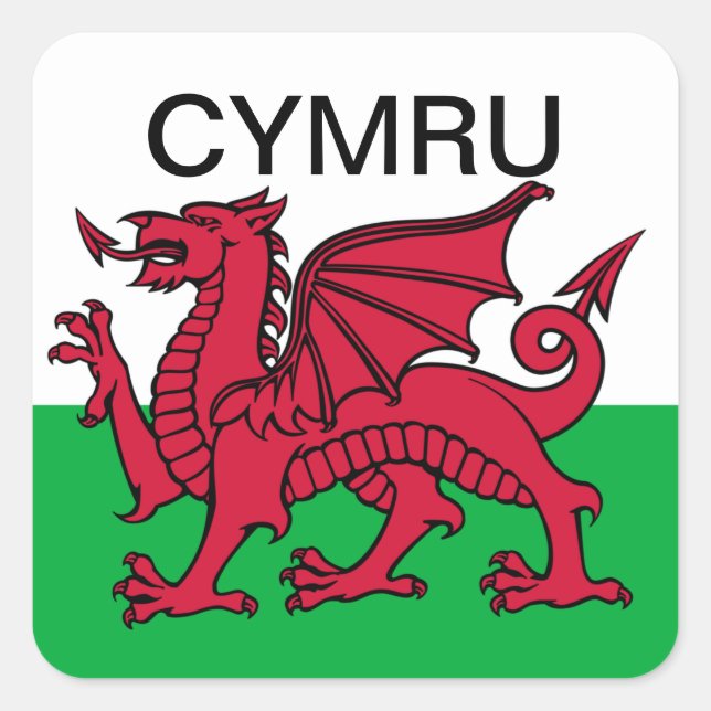 Wales Flag World Cup 2022 Red dragon Cymru Square Sticker (Front)