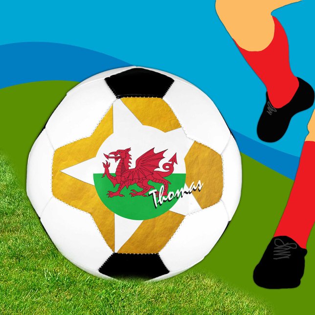 Wales Football & Gold Welsh Flag / Cymru Soccer Ball (Creator Uploaded)