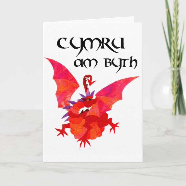 'Wales Forever!' Red Dragon Greeting Card (Front)