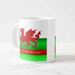 Wales - Home of the Red Dragon, metallic-effect Large Coffee Mug
