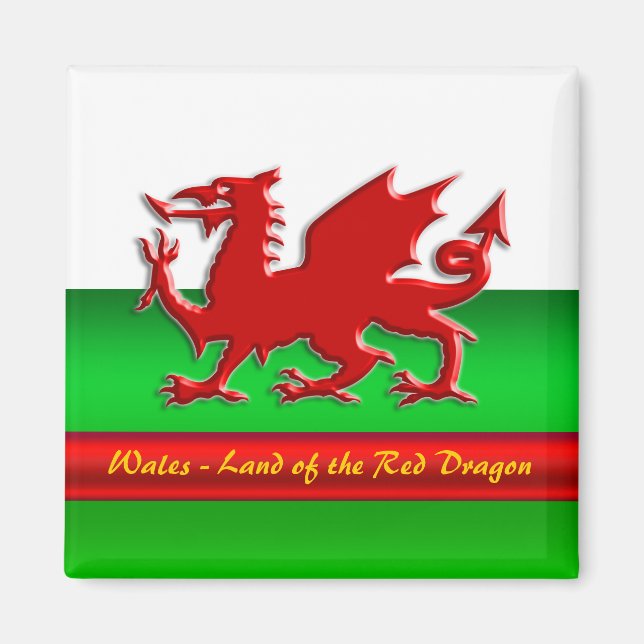 Wales - Home of the Red Dragon, metallic-effect Magnet (Front)