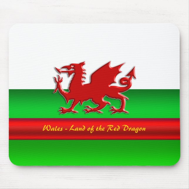 Wales - Home of the Red Dragon, metallic-effect Mouse Pad (Front)
