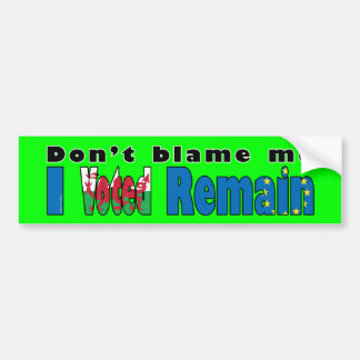 Wales "I Voted remain" EU referendum Bumper Sticker