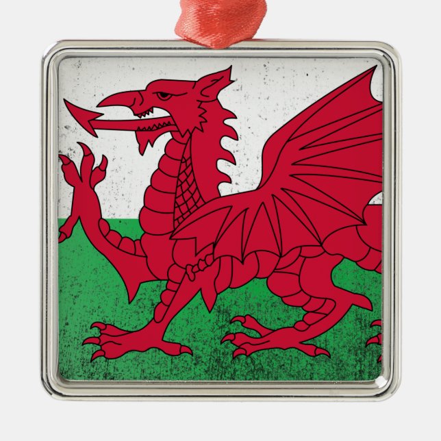 Wales Metal Tree Decoration (Front)