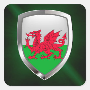 Wales Metallic Emblem Square Sticker