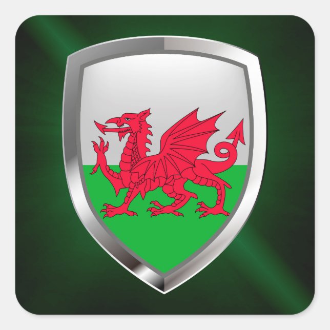 Wales Metallic Emblem Square Sticker (Front)