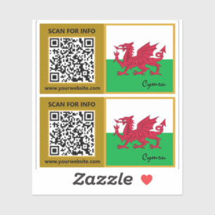 Wales Modern QR Code Stickers, Welsh Flag