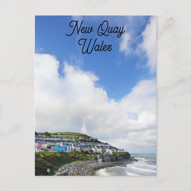 Wales New Quay Welsh Beach Coast Travel Postcard (Front)