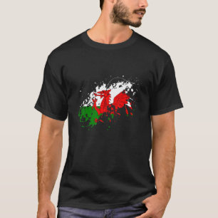 Wales Paint Splash Welsh Dragon St Davids Day Wale T-Shirt