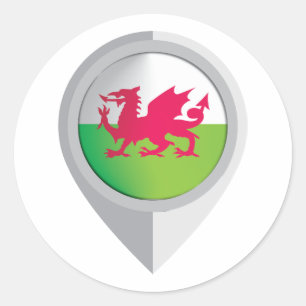 Wales Pin Location Flag Classic Round Sticker
