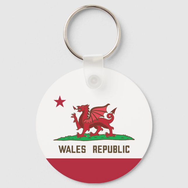 Wales Republic Dragon Flag Welsh Pride Key Ring (Front)