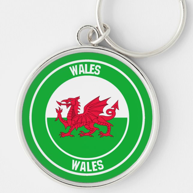 Wales Round Emblem Key Ring (Front)