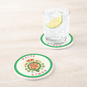 Wales Royal Badge Circle Shape Coaster