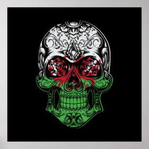 Wales Skull And Roses Flag Poster