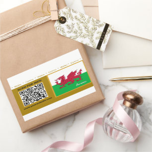 Wales Stickers, Modern QR Code, Welsh Flag Rectangular Sticker