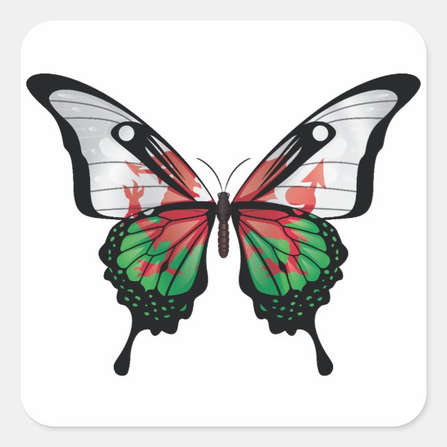 Wales Swallowtail Butterfly Flag Sticker (Front)
