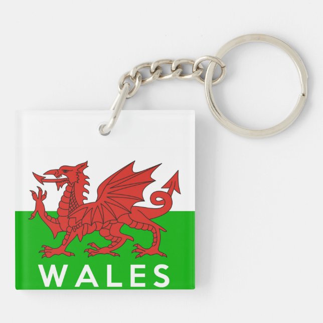 wales united kingdom country flag text name welsh key ring (Back)