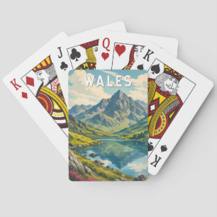 Wales United Kingdom Illustration Travel Art Retro Playing Cards