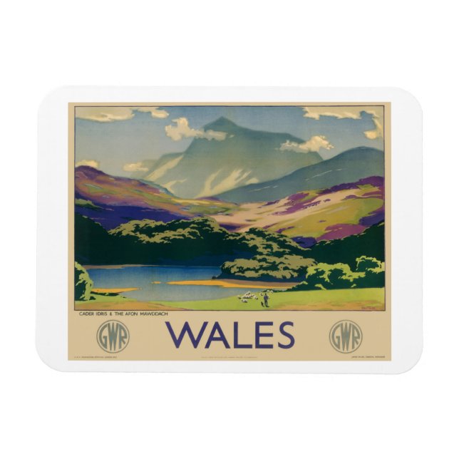 Wales Vintage Travel Poster Magnet (Horizontal)