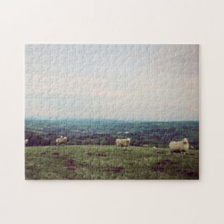 Wales Vintage View Landscape Sheep Welsh Horizon Jigsaw Puzzle