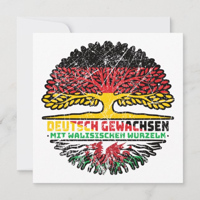 Wales Walisisch Deutsch Deutschland Baum Wurzel Card (Front)