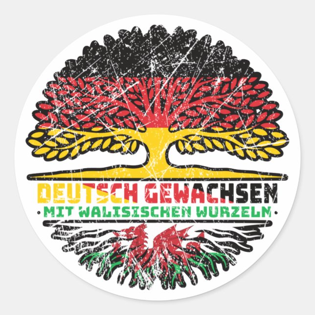 Wales Walisisch Deutsch Deutschland Baum Wurzel Classic Round Sticker (Front)